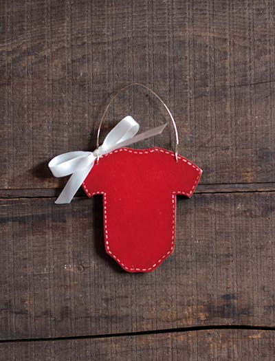 Baby Bodysuit Ornament - Red (Personalized)