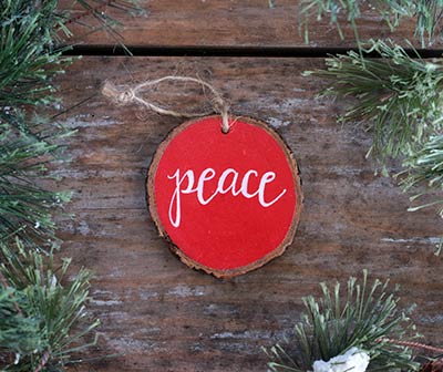 Peace Wood Slice Ornament