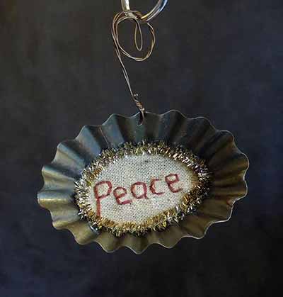 Tart Tin Stitchery Ornament - Peace