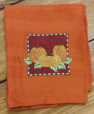 Pumpkin Spice Embellished Dishtowel