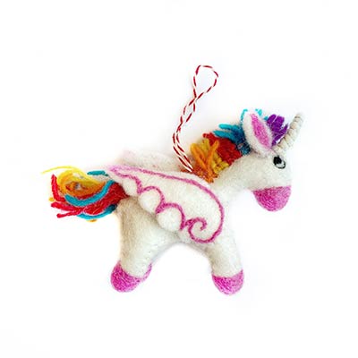 Rainbow Unicorn Wool Ornament