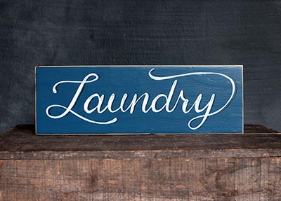 Retro Laundry Hand Lettered Wood Sign