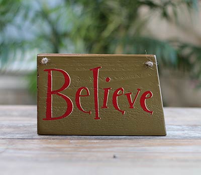 Believe Wooden Sign (Olive Green) - Small
