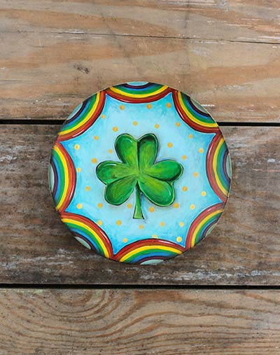 Clover & Rainbows Hand Painted Plate