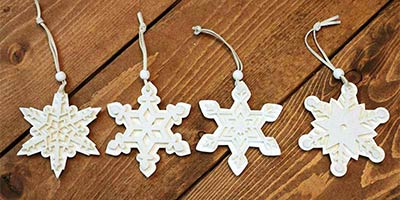 Snowflake Wood & Cut Felt Ornament