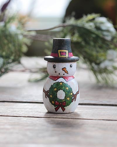 Snowman with Wreath Folk Art Doll