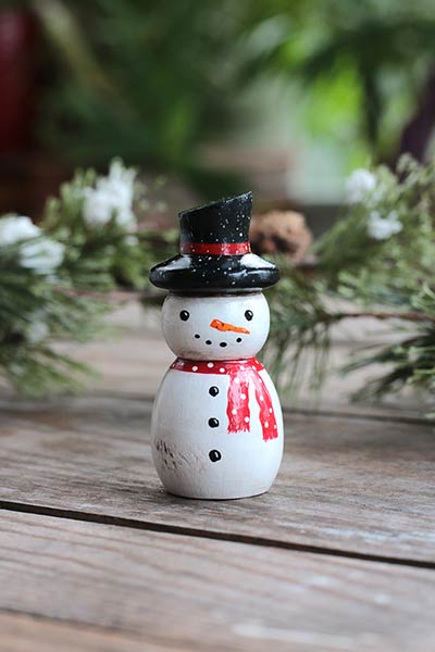 Snowman Peg Doll Figurine (or Ornament)