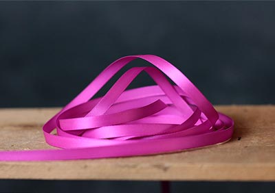 Fuschia Pink Single Faced Poly Satin Ribbon, 1/4 inch