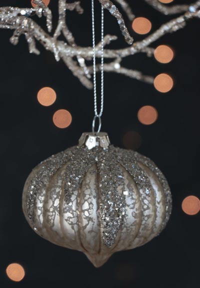 Snow Cap Glass Ornament - Silver