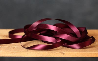 Wine Red Single Faced Poly Satin Ribbon, 3/8 inch
