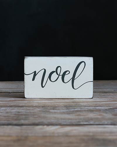 Noel Wood Sign - Distressed White