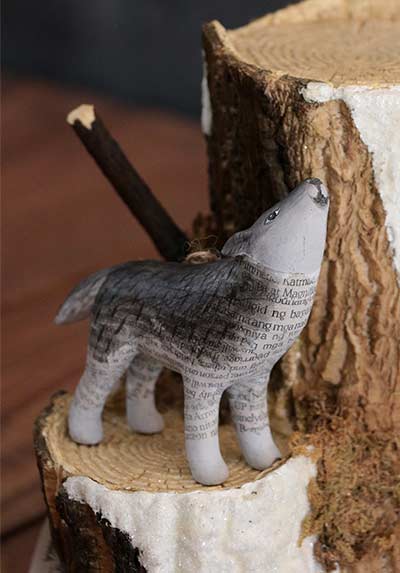 Recycled Paper Animal Ornament - Wolf