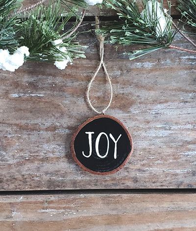 Joy Wood Slice Ornament