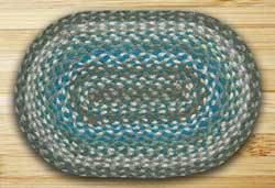 Earth Rugs Sage, Ivory, Settler's Blue Braided Tablemat (10 x 15 inch)