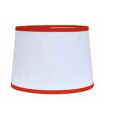 White with Orange Trim Drum Lamp Shade - 10 inch