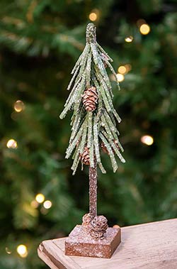 Glittered Pine Tree with Cones - 10 inch
