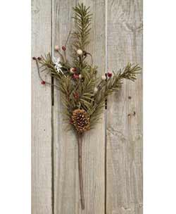 Primitive Pine Pick with Snowflake & Berries