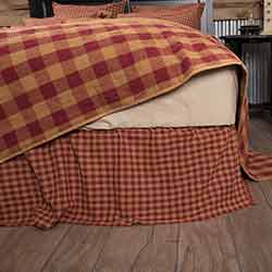 Burgundy and Tan Check Bed Skirt - Queen