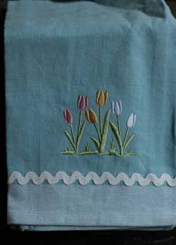 Tulips Embroidered Dishtowel