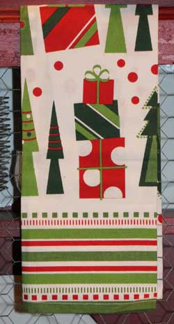 Presents and Trees Printed Dishtowel