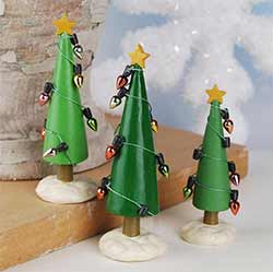 Christmas Trees with Lights (Set of 3)