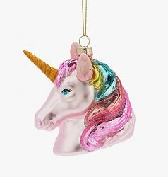 Pink Glass Unicorn Ornament