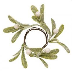 Glittered Mistletoe 2 inch Candle Ring