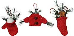 Mini Red Knit Ornaments (Set of 3)