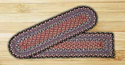 Burgundy, Blue, and Gray Braided Jute Stair Tread - Oval