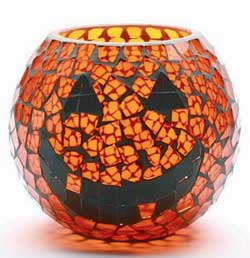 Pumpkin Mosaic Glass Hurricane