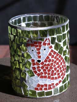 Foxy Fall Mosaic Glass Votive
