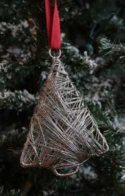 Silver Wrapped Metal Tree Ornament