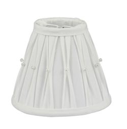 White Pleated Lamp Shade with Pearls - 5.5 inch