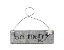Primitives By Kathy Be Merry Tin Ornament - Black