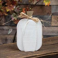 Rustic White Layered Wood Pumpkin - Medium