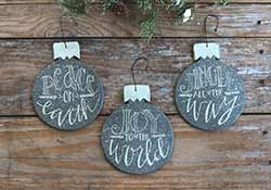 Grey Christmas Bulb Ornaments (Set of 3)