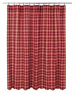 VHC Brands Braxton Red Plaid Fabric Shower Curtain