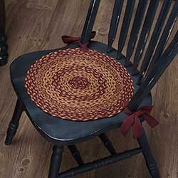 Burgundy and Tan Braided Chair Pads (Set of 6)