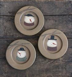 Snowman Head Ornament Plates (Set of 3)