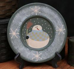 Snowman in Sweater Plate with Broom
