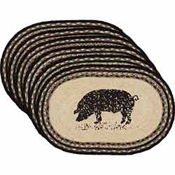 Sawyer Mill Pig Braided Placemats (Set of 6)