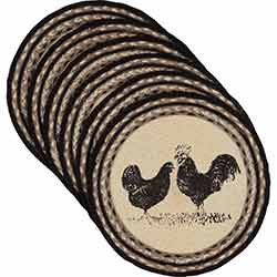Sawyer Mill Rooster Braided Placemats (Set of 6) - Round
