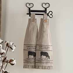 Sawyer Mill Charcoal Cow Button Loop Kitchen Towels (Set of 2)