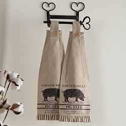 Sawyer Mill Charcoal Pig Button Loop Kitchen Towels (Set of 2)