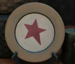 Distressed Plate with Star - 9.5 inch (Mustard & Ivory)