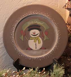 Merry Christmas Snowman Plate