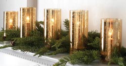 Antiqued Lighted Pillar Candle Strand - Gold