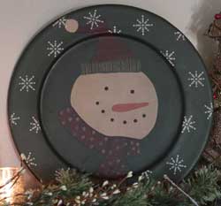 Snowman Plate with Snowflakes - Green