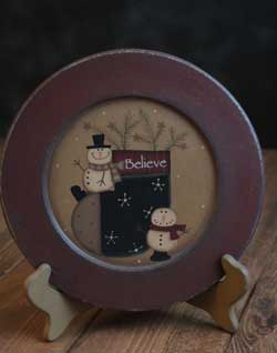 The Hearthside Collection Believe Snowman Stocking Plate