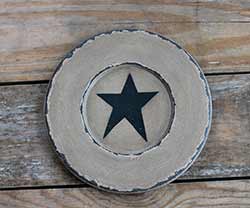 Chippy Paint Wood Plate with Black Star